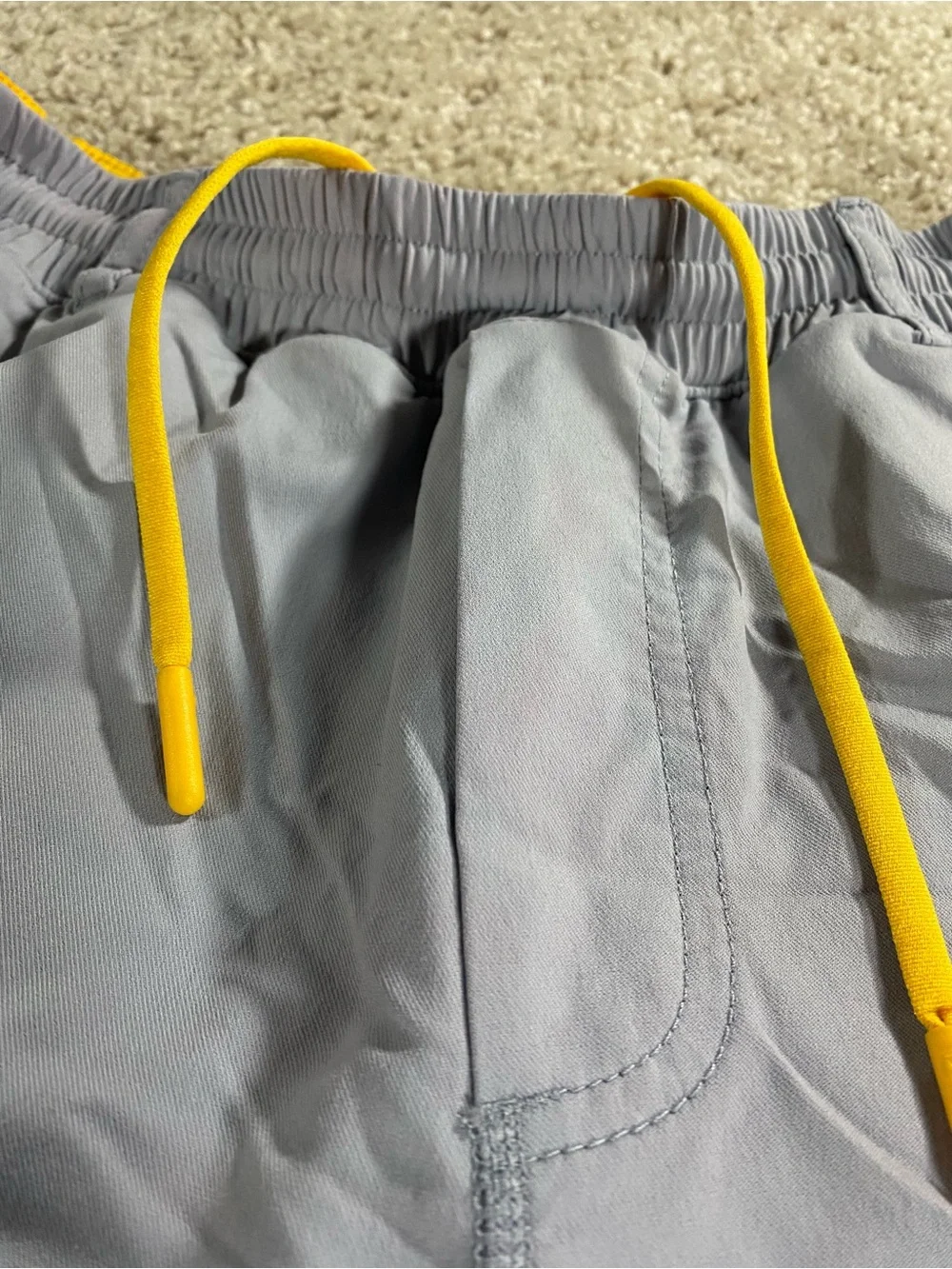 Birddogs Small Forrest Pumps 7” Shorts Light Grey Athletic with Yellow Liner